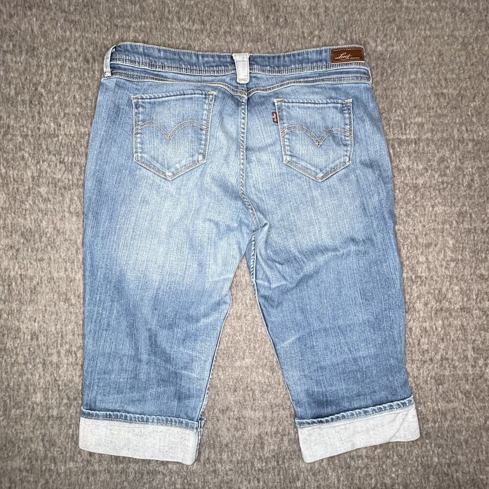 Levis Capri Pant Denim Jeans Cuffed Regular Wash sz 32 Curve Beltloop accents - Picture 10 of 13